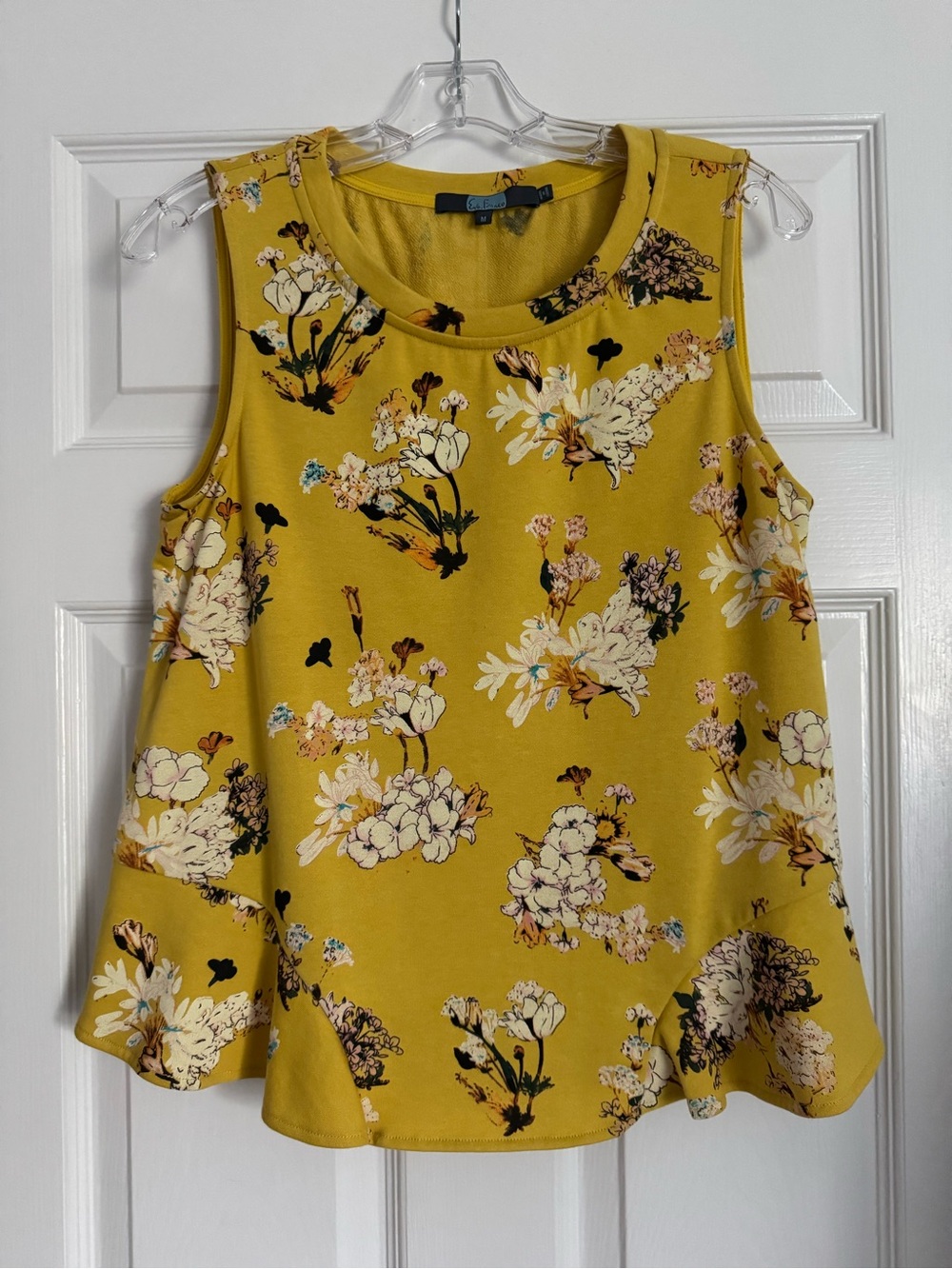 ANTHROPOLOGIE Eva Franco Arborist floral tank top vibrant mustard yellow floral